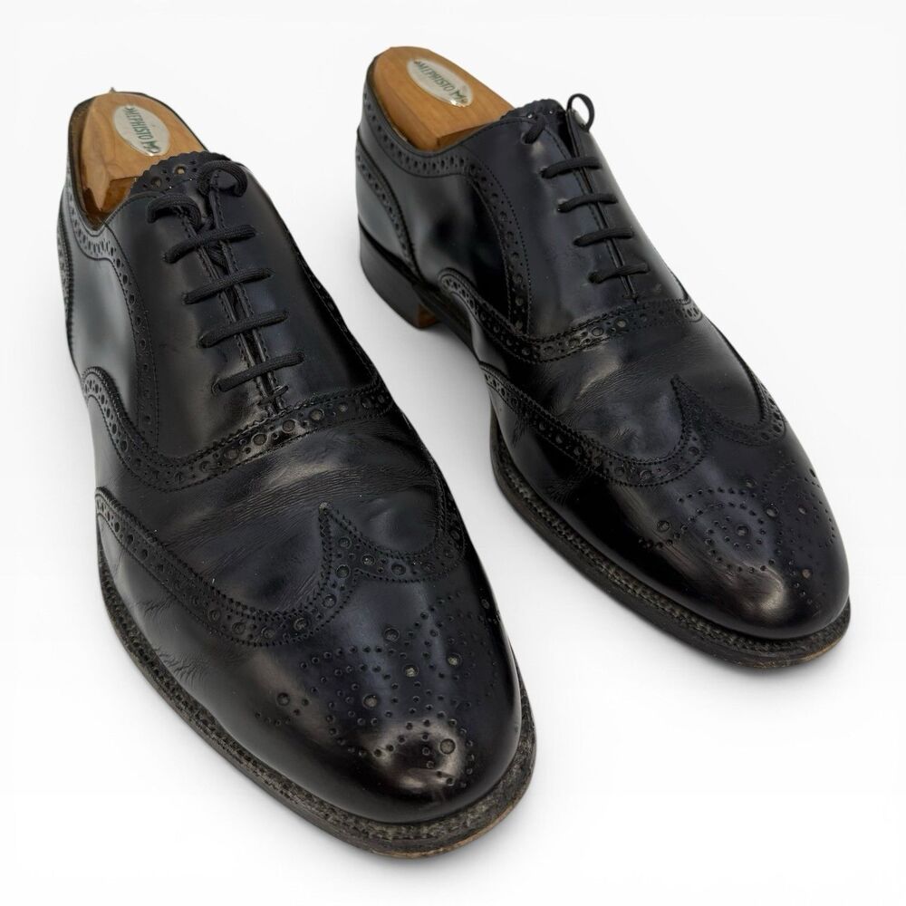 JONES BOOTMAKERS 1857 Taber Black Leather Made In England Wingtip Sz UK 9.5